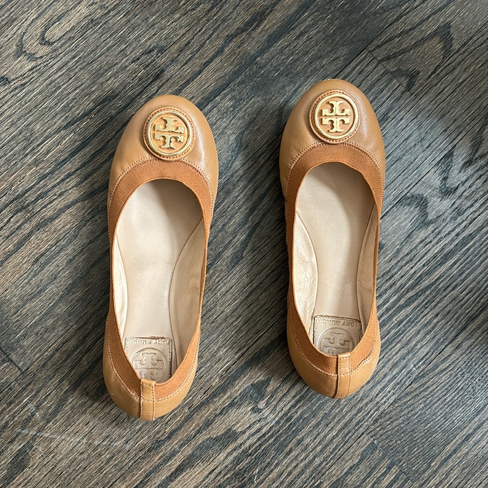 Tory Burch Brown Leather Ballet Flats | Size 8